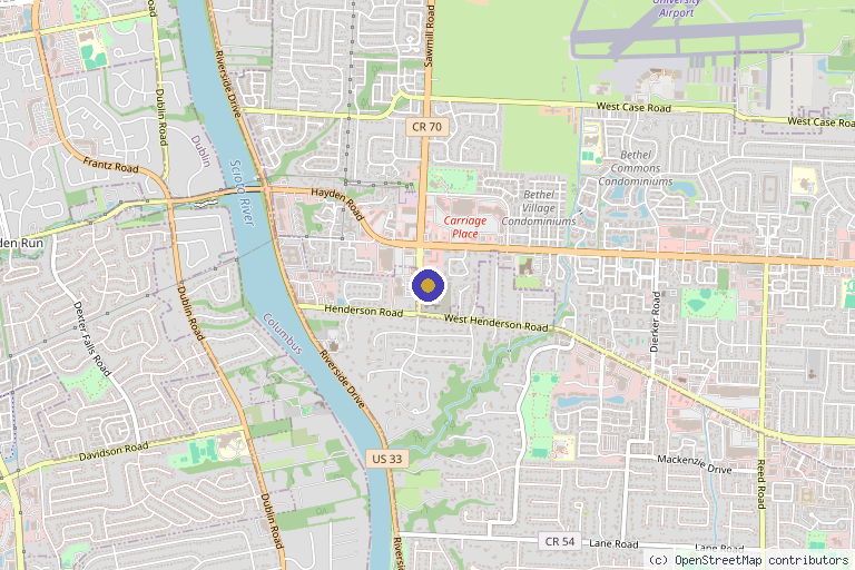 Map showing the location of Monarch Aesthetic Medicine in Columbus, OH