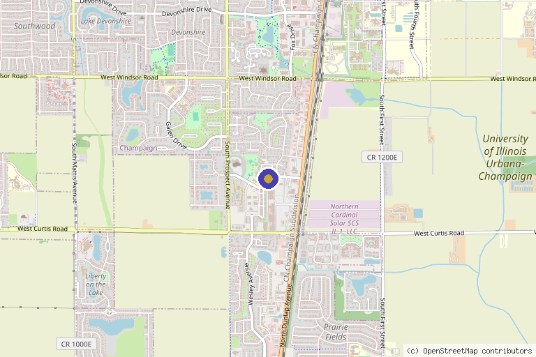 Map showing the location of Valoura Medspa in Savoy, IL