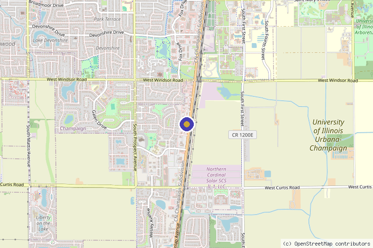 Map showing the location of Elegant Beauty MedSpa in Savoy, IL
