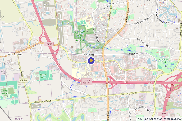 Map showing the location of Regenerative Spine & Joint Center in Columbus, OH