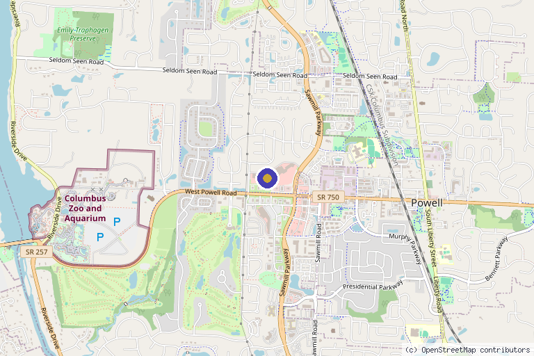 Map showing the location of The Confidence Lab in Powell, OH