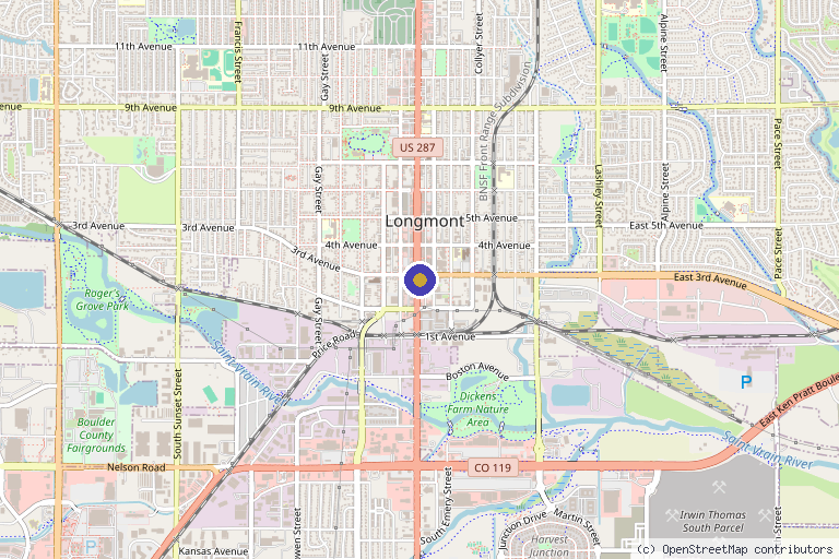 Map showing the location of Intuition Medical Aesthetics in Longmont, CO