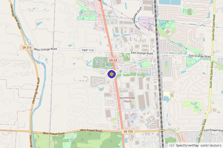 Map showing the location of Columbus Center for Sports and Regenerative Medicine in Powell, OH