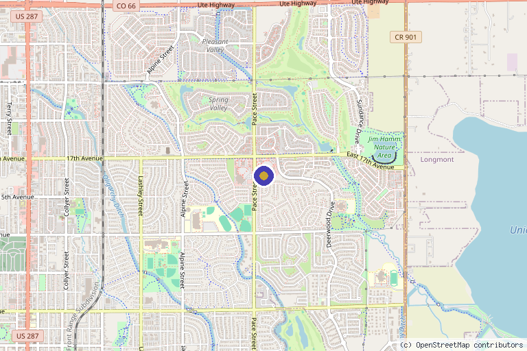Map showing the location of Rewind Med Spa in Longmont, CO