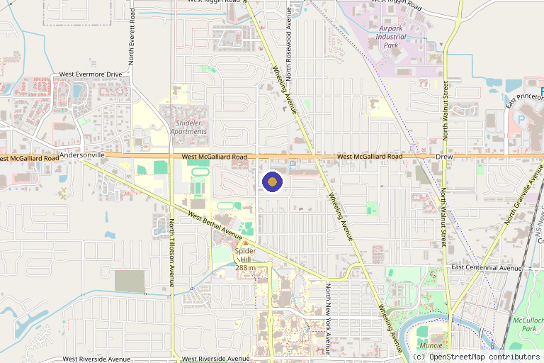 Map showing the location of DCM Skin Solutions in Muncie, IN