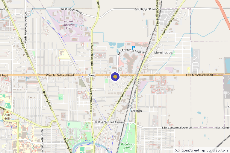 Map showing the location of Evolve Medical Aesthetics + Wellness in Muncie, IN