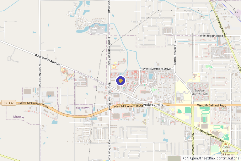 Map showing the location of Optimize 360 in Muncie, IN