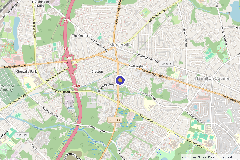 Map showing the location of Derma Laser Center in Hamilton Township, NJ
