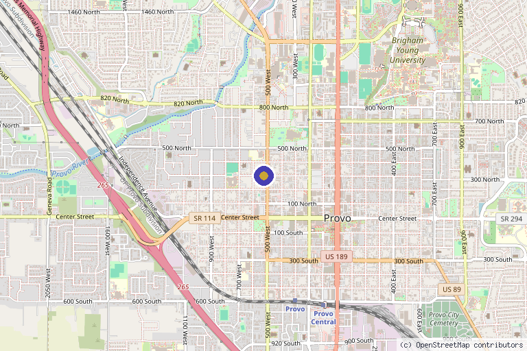 Map showing the location of QC Kinetix (Provo) in Provo, UT