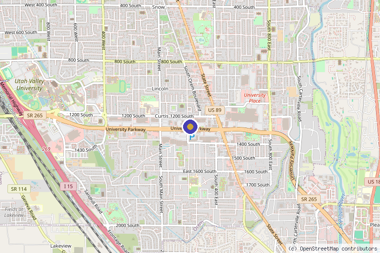 Map showing the location of Spa Trouve in Orem, UT