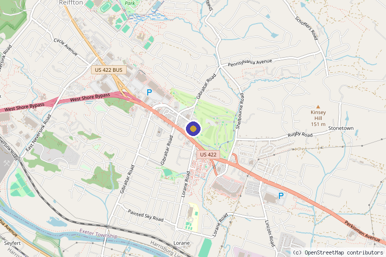 Map showing the location of Commonwealth Orthopaedic Associates in Reading, PA