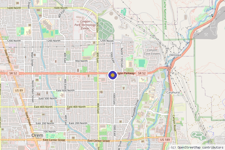 Map showing the location of Soul Inception - Self-Guided Recovery Studio in Orem, UT