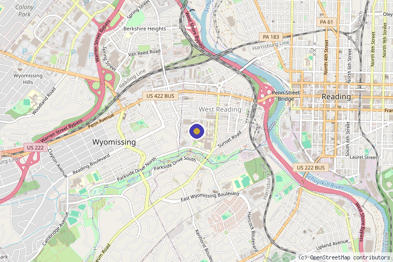 Map showing the location of Freedom Therapies Inc. in West Reading, PA