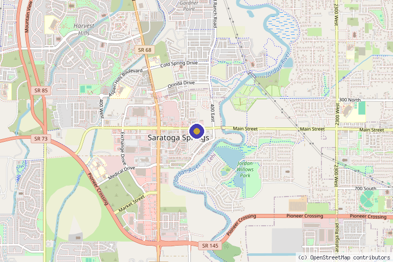 Map showing the location of Akin Aesthetics and Wellness in Saratoga Springs, UT