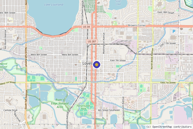Map showing the location of The Injection Room in Loveland, CO