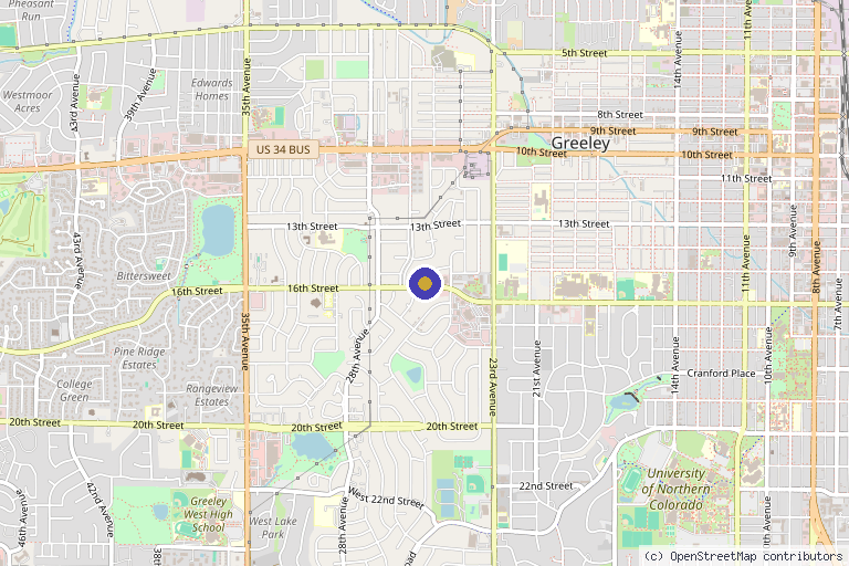 Map showing the location of Vida Aesthetics & Wellness in Greeley, CO