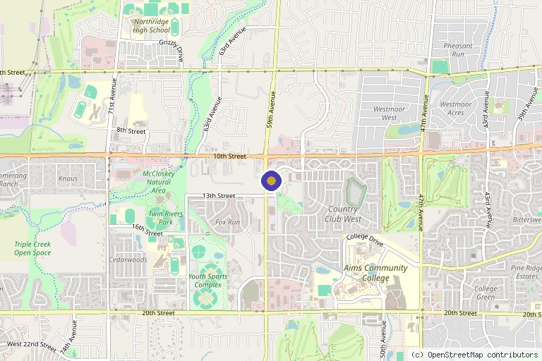 Map showing the location of NoCo MedSpa & IV Therapy in Greeley, CO