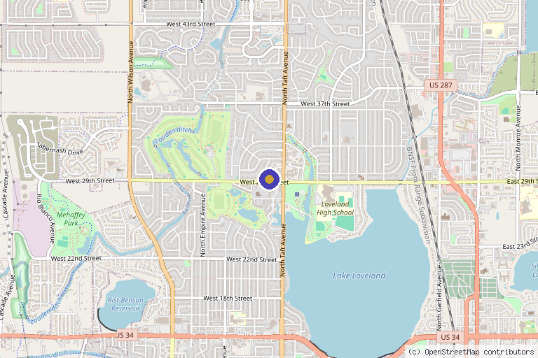Map showing the location of NewU Wellness Center in Loveland, CO