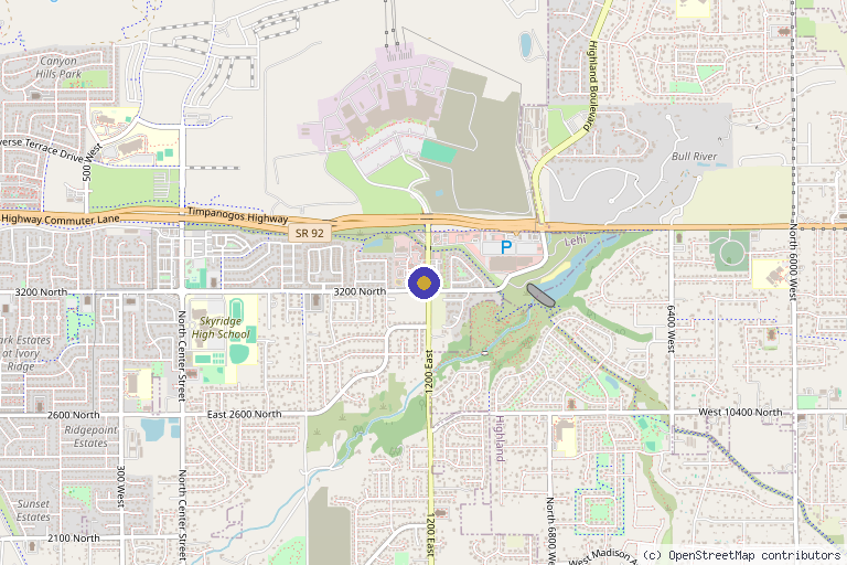 Map showing the location of The Alpine Clinic in Lehi, UT