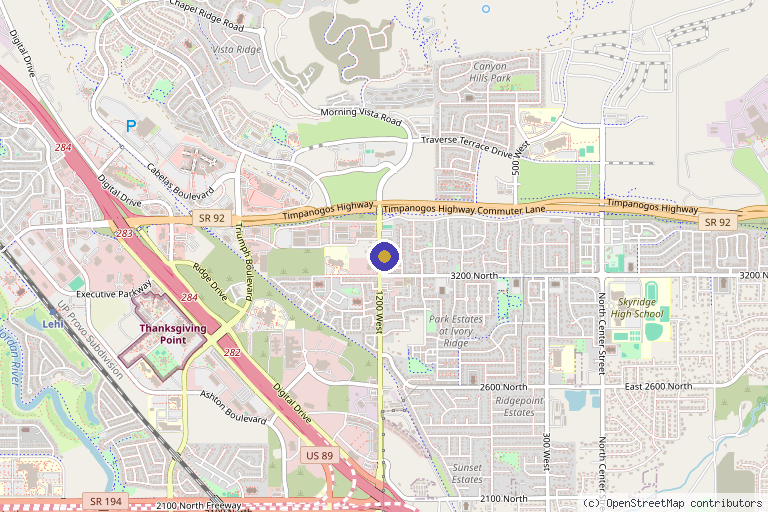 Map showing the location of Utah Valley Medical Spa in Lehi, UT
