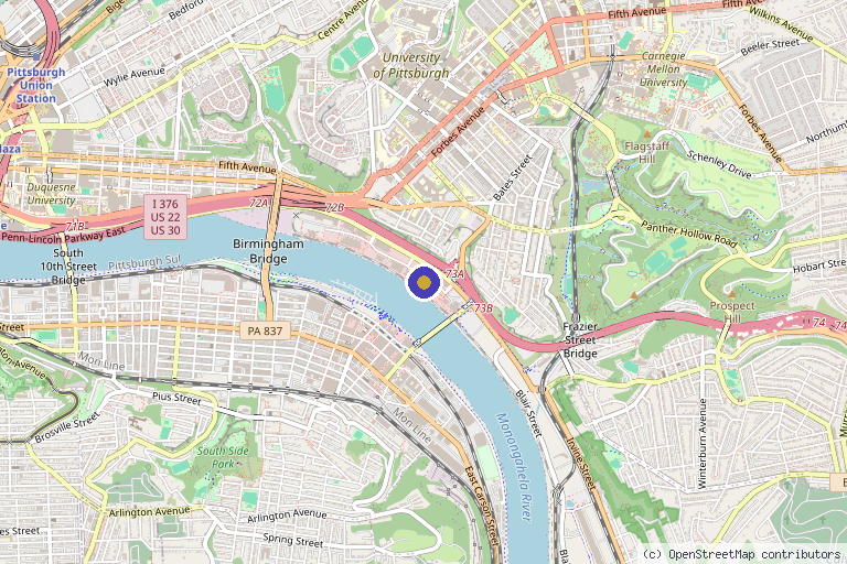 Map showing the location of Bluesphere Bio in Pittsburgh, PA