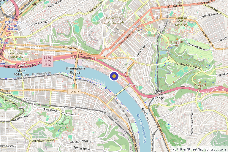 Map showing the location of McGowan Institute for Regenerative Medicine in Pittsburgh, PA