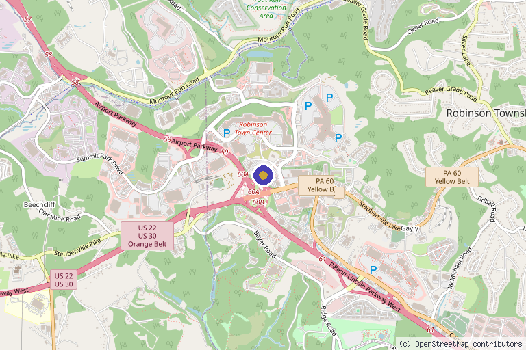 Map showing the location of QC Kinetix (Pittsburgh) in Pittsburgh, PA