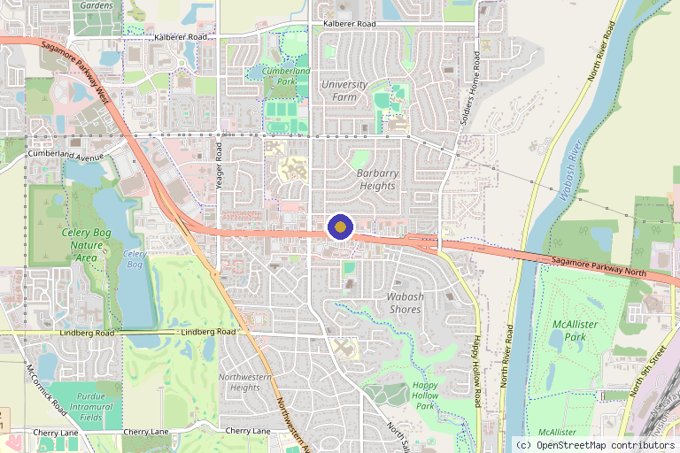 Map showing the location of PURE Regenerative Medicine in West Lafayette, IN