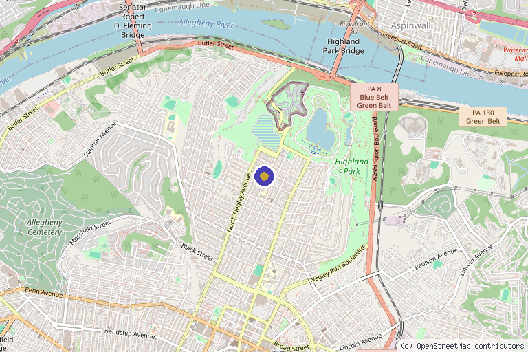 Map showing the location of Leong Aesthetics in Pittsburgh, PA