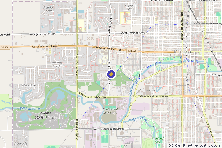 Map showing the location of Randall Dermatology & Medspa in Kokomo, IN