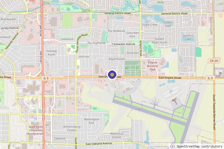 Map showing the location of Randolph & Holt Plastic Surgery and Med Spa in Bloomington, IL