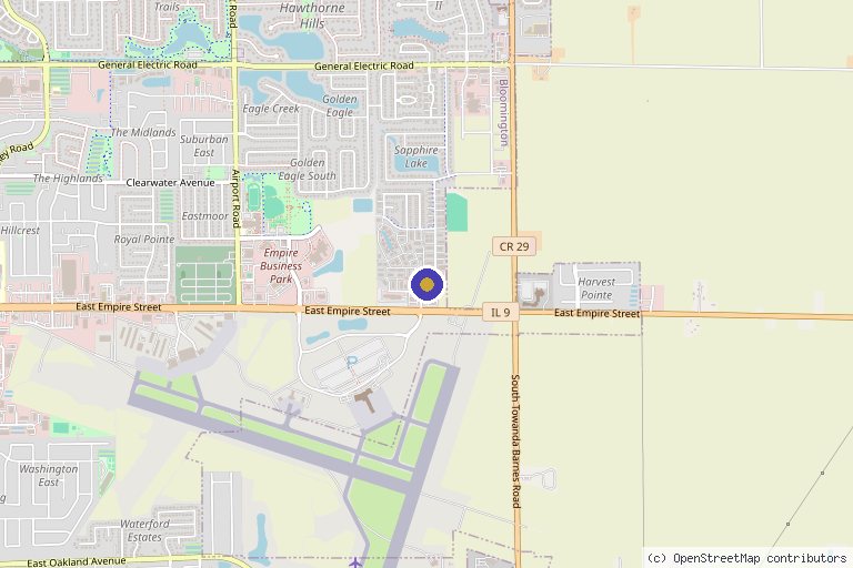 Map showing the location of Dermatology & Skin Cancer Center in Bloomington, IL