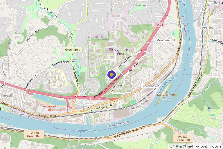 Map showing the location of Dr. Jesse A. Sally in Pittsburgh, PA