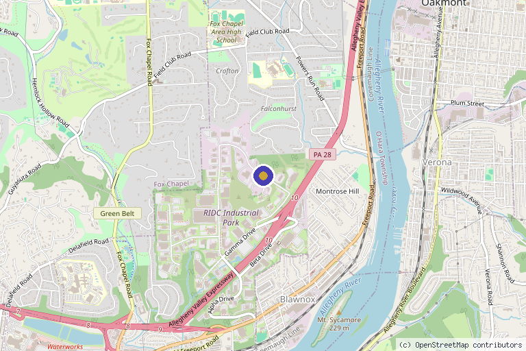 Map showing the location of SkinJect in Pittsburgh, PA