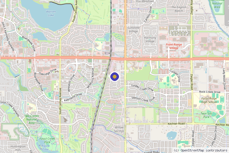 Map showing the location of Aligned Aesthetics Co. in Fort Collins, CO