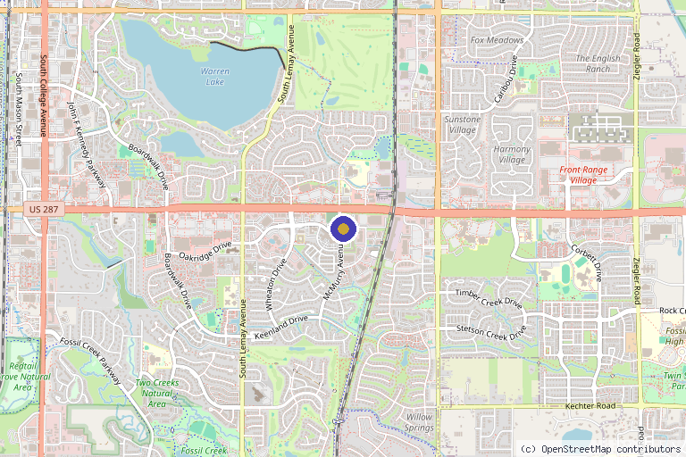Map showing the location of Premier Skin Clinic in Fort Collins, CO