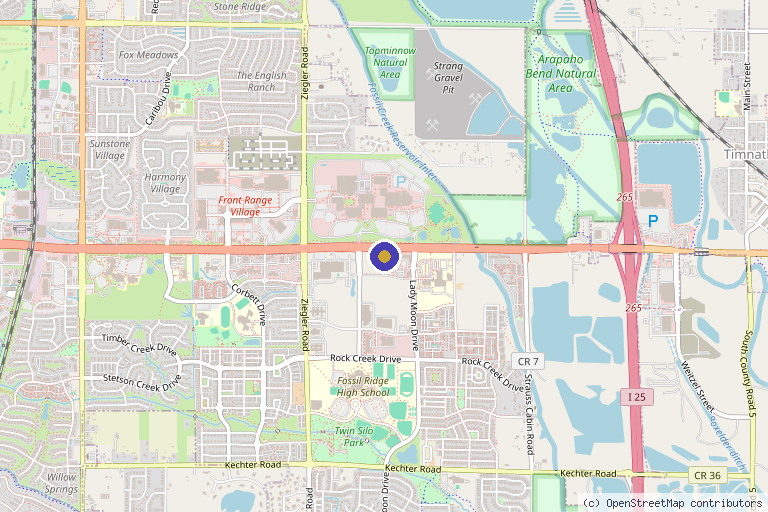 Map showing the location of The Luxe Room in Fort Collins, CO