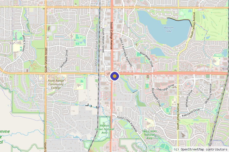 Map showing the location of Facial Aesthetics - Fort Collins in Fort Collins, CO
