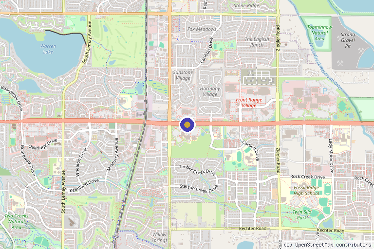 Map showing the location of Hecker Sports Medicine LLC in Fort Collins, CO