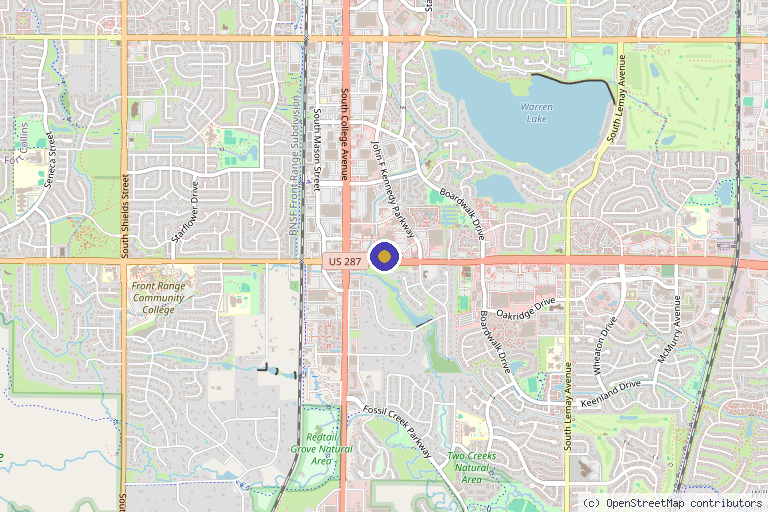 Map showing the location of Onus IV Therapy + Longevity - Fort Collins in Fort Collins, CO