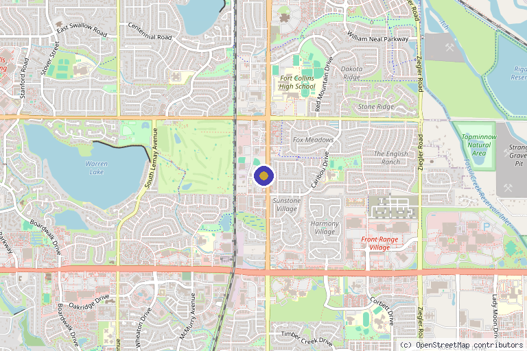 Map showing the location of Allura Skin, Laser & Wellness Clinic in Fort Collins, CO