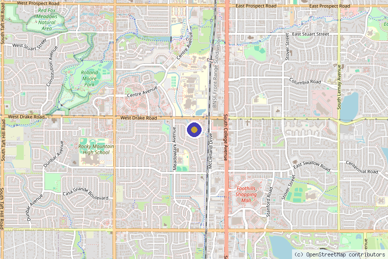 Map showing the location of Peak Medical Wellness in Fort Collins, CO