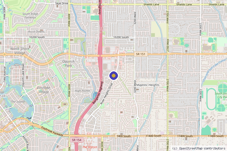 Map showing the location of Jordan Valley Dermatology Center in South Jordan, UT