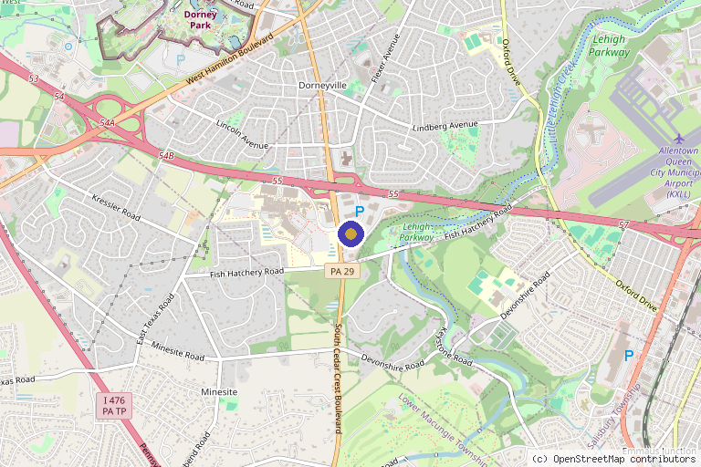 Map showing the location of The Valley Medspa in Allentown, PA