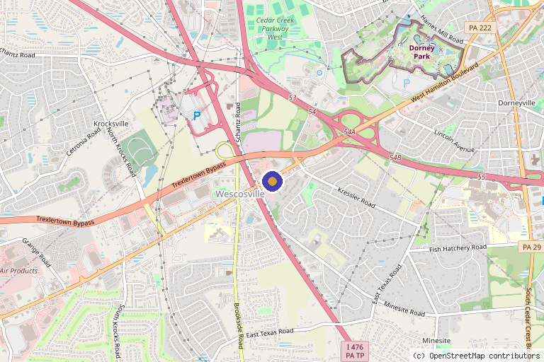 Map showing the location of Style MedSpa in Allentown, PA