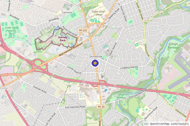 Map showing the location of Anllo Center for Aesthetics in Allentown, PA