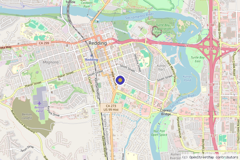 Map showing the location of Tesla Healing & Wellness in Redding, CA