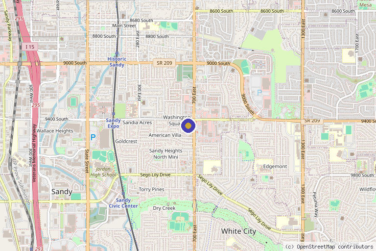 Map showing the location of TruSolace Med Spa in Sandy, UT