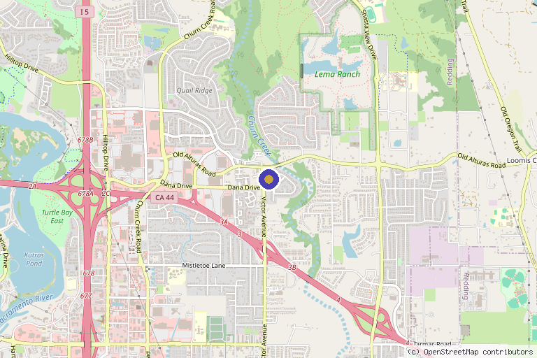 Map showing the location of Intentional Wellness Center in Redding, CA