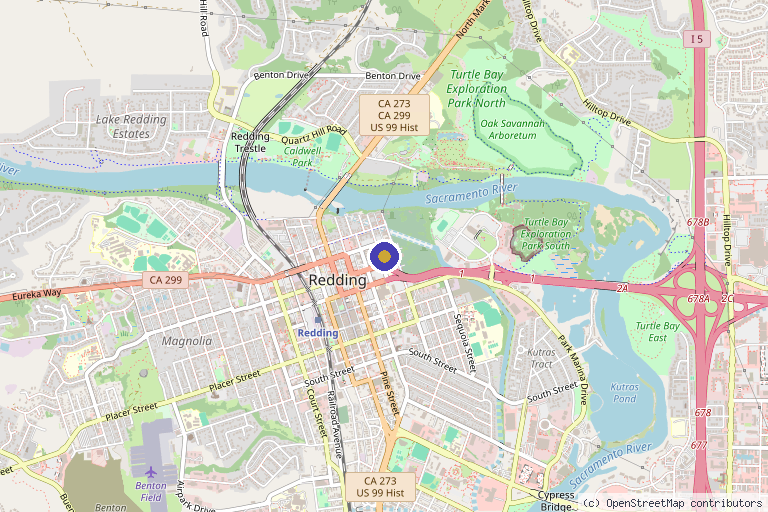Map showing the location of Shasta Orthopaedics in Redding, CA